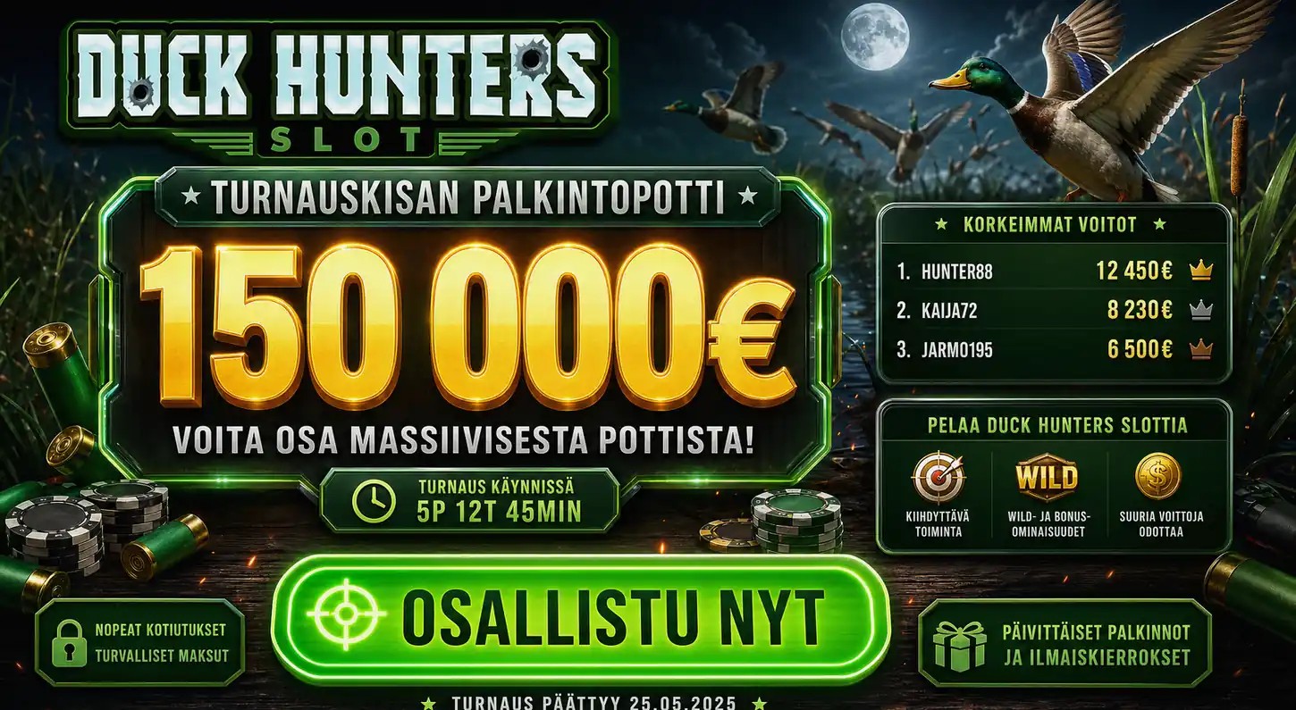 Casino tournament banner with prize pool and leaderboard for WinnItt Casino, localized for FI.